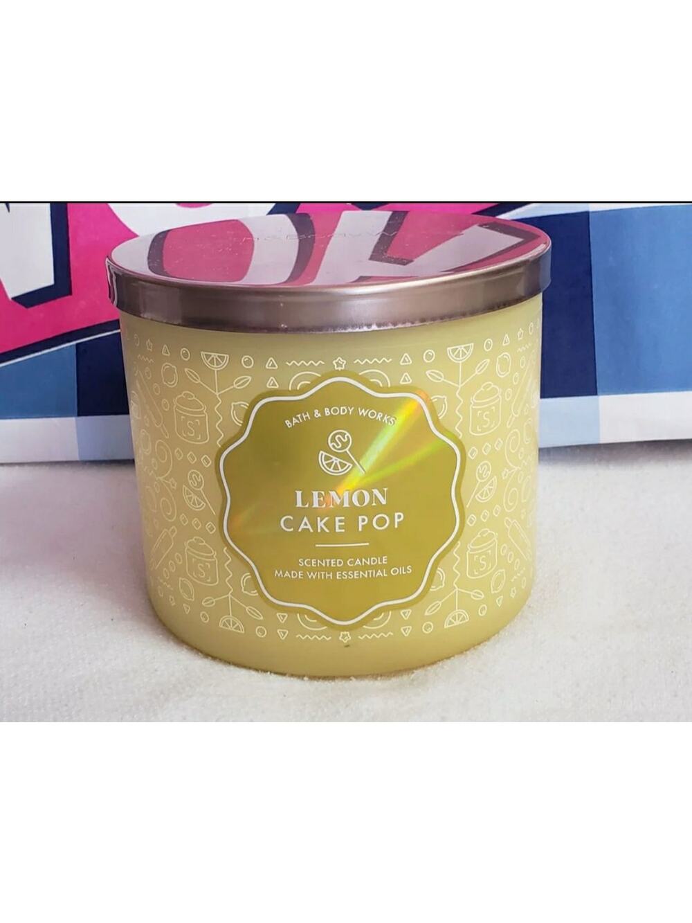 BBW Lemon Cake Pop Large 3 Wick Candle Home Fragrance Decor